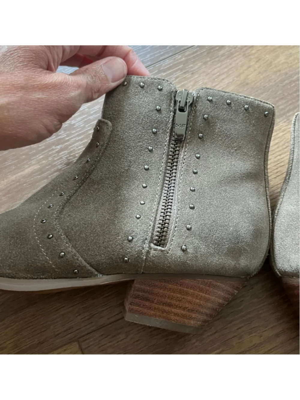 Marc Fisher Wanida Studded Taupe Suede Ankle Boots Size 6